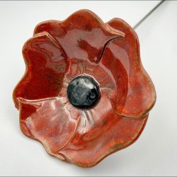 Keramik blomst p stilk - 5-7cm - L26cm