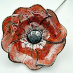 Keramik blomst p stilk - 5-7cm - L26cm