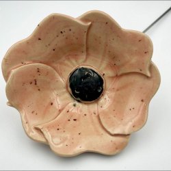 Keramik blomst p stilk - 5-7cm - L26cm