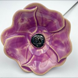 Keramik blomst p stilk - 5-7cm - L26cm