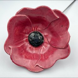 Keramik blomst p stilk - 5-7cm - L26cm