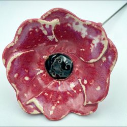 Keramik blomst p stilk - 5-7cm - L26cm