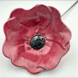 Keramik blomst p stilk - 5-7cm - L26cm