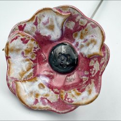 Keramik blomst p stilk - 5-7cm - L26cm