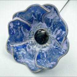 Keramik blomst p stilk - 5-7cm - L26cm