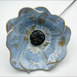 Keramik blomst p stilk - 5-7cm - L26cm