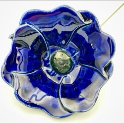 Keramik blomst p stilk - 5-7cm - L26cm