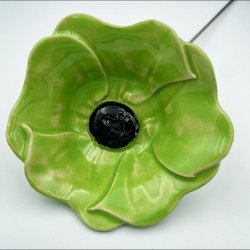 Keramik blomst p stilk - 5-7cm - L26cm