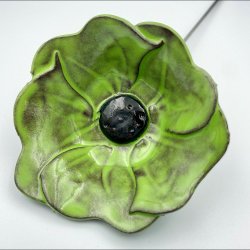 Keramik blomst p stilk - 5-7cm - L26cm