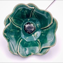 Keramik blomst p stilk - 5-7cm - L26cm