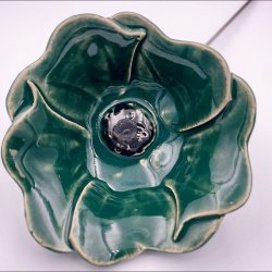 Keramik blomst p stilk - 5-7cm - L26cm