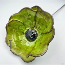 Keramik blomst p stilk - 5-7cm - L26cm