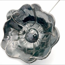 Keramik blomst p stilk - 5-7cm - L26cm