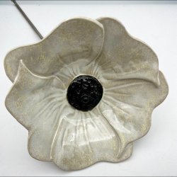 Keramik blomst p stilk - 5-7cm - L26cm