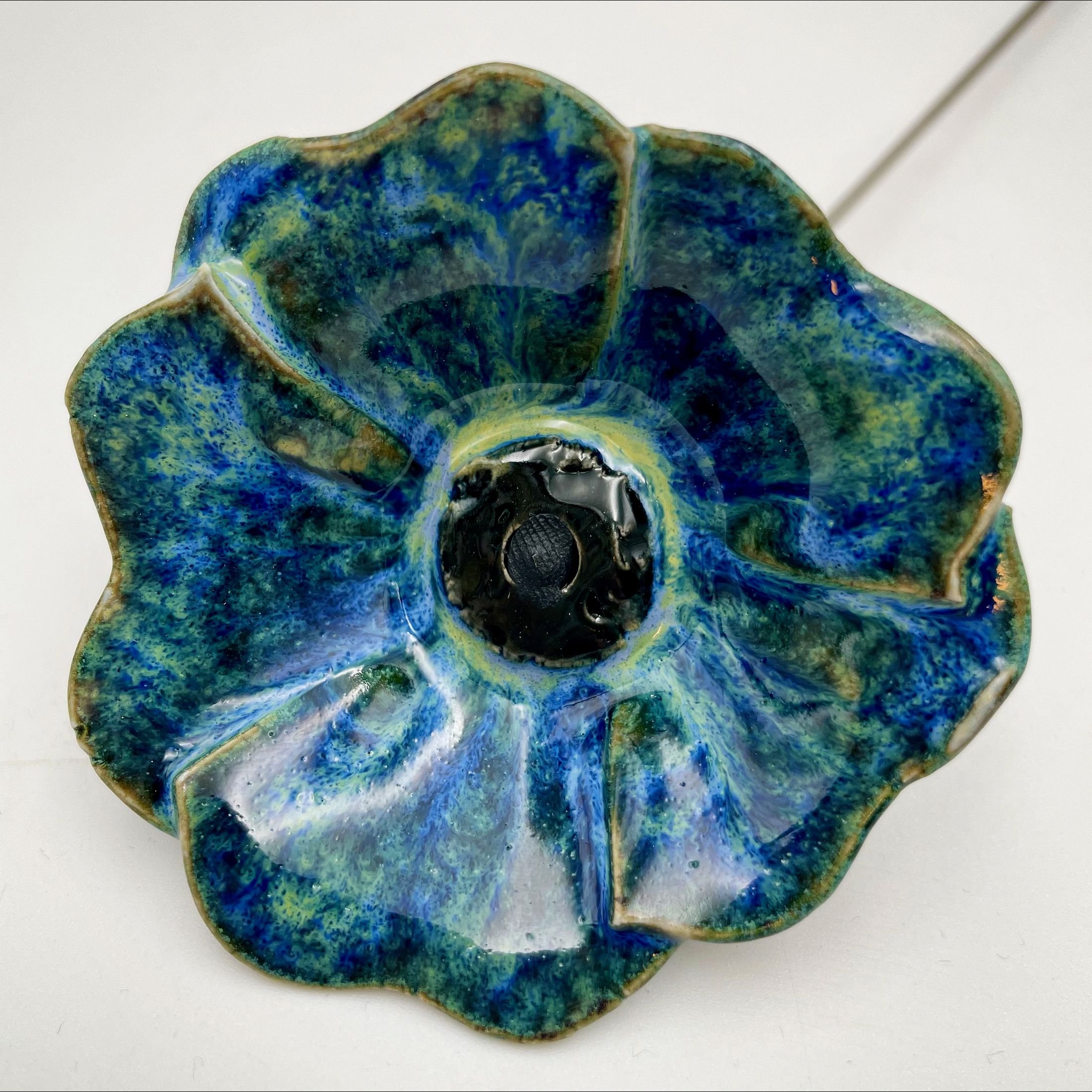 Keramik blomst - Blågrøn effekt