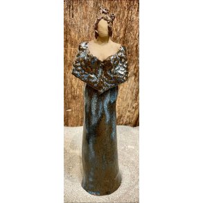 Dame i keramik - Kjole og sjal i blgr