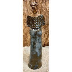 Dame i keramik - Kjole og sjal i blgr