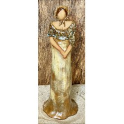 Skagens Dame i keramik - Lys hud - Kjole og hat i beige og brune nuancer