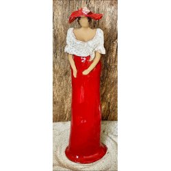 Skagens Dame i keramik - Lys hud - Kjole og hat i hvid og rd
