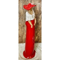 Skagens Dame i keramik - Lys hud - Kjole og hat i hvid og rd