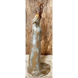 Dame i keramik - Lys hud - Kjole i lysebl og brun