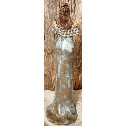 Dame i keramik - Lys hud - Kjole i lysebl og brun