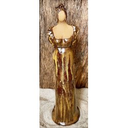 Dame i keramik - Lys hud - Brun kjole