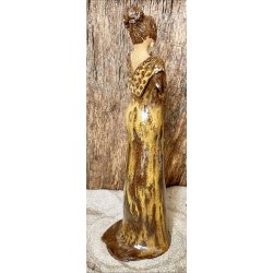 Dame i keramik - Lys hud - Brun kjole