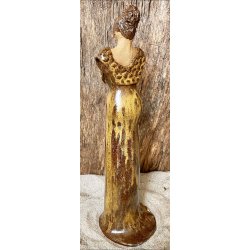 Dame i keramik - Lys hud - Brun kjole