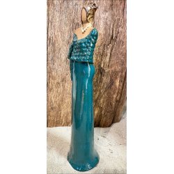 Dame i keramik - Lys hud - Kjole i petroleumsfarve