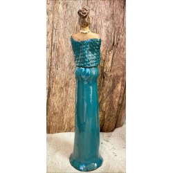 Dame i keramik - Lys hud - Kjole i petroleumsfarve