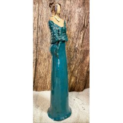 Dame i keramik - Lys hud - Kjole i petroleumsfarve