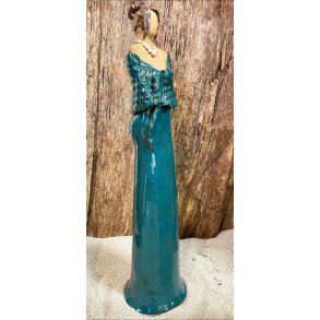 Dame i keramik - Lys hud - Kjole i petroleumsfarve