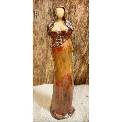 Dame i keramik - Lys hud - Rustrd kjole med effekt