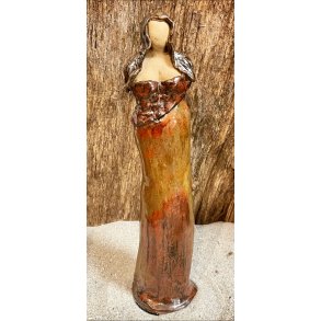 Dame i keramik - Lys hud - Rustrd kjole med effekt