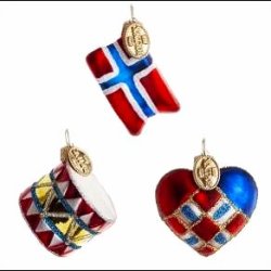 Brink Nordic - Julepynt - St med Hjerte/Flag/tromme 4cm Norge