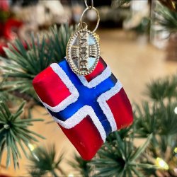Brink Nordic - Julepynt - St med Hjerte/Flag/tromme 4cm Norge