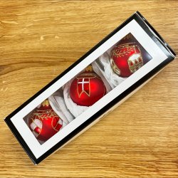 Brink Nordic - Julepynt - 3 x kugler - Hjerte, Flag og Tromme 5cm.