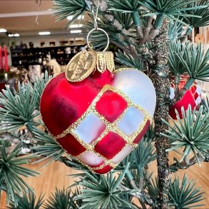 Brink Nordic - Julepynt - Flethjerte 4cm. Rd Hvid